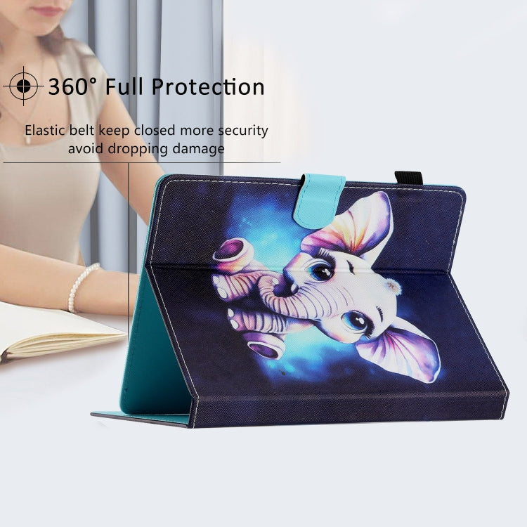 For 10 inch Coloured Drawing Stitching Leather Tablet Case(Elephant)