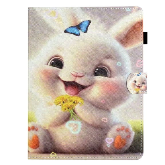 For 10 inch Coloured Drawing Stitching Leather Tablet Case(Rabbit)
