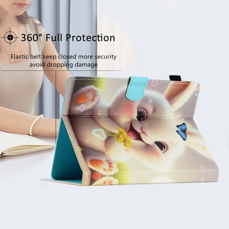 For 10 inch Coloured Drawing Stitching Leather Tablet Case(Rabbit)