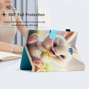 For 10 inch Coloured Drawing Stitching Leather Tablet Case(Rabbit)