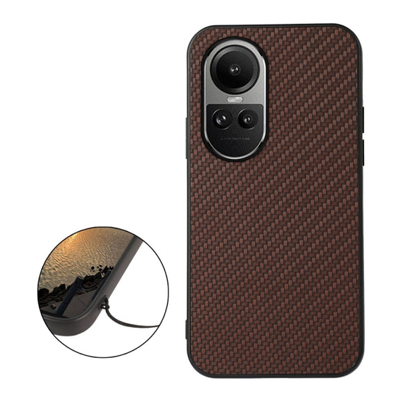 For OPPO Reno10 Global / 10 Pro Global Carbon Fiber Texture Shockproof Phone Case(Brown)