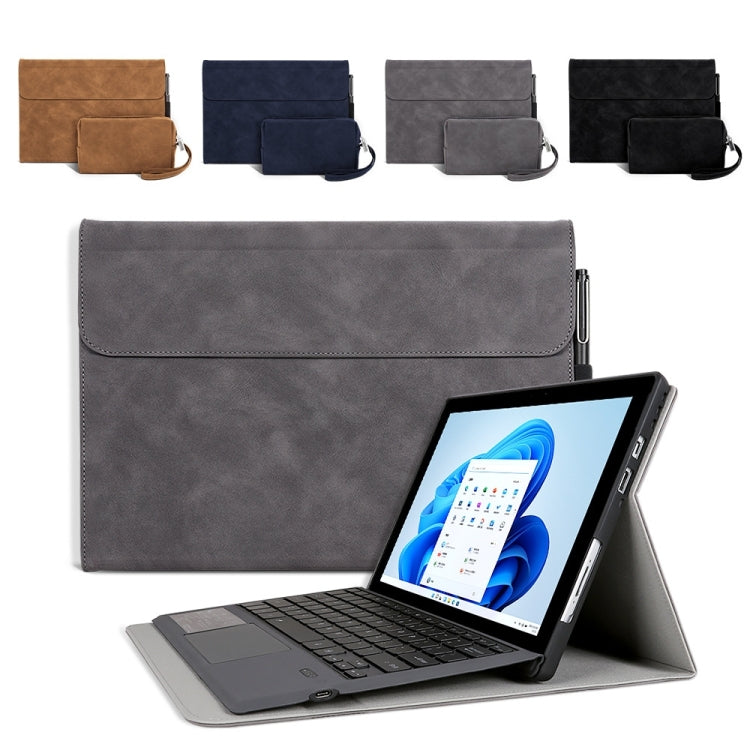 For Microsoft Surface Pro 8 Sheepskin All-Inclusive Shockproof Protective Case with Power Bag(Brown)