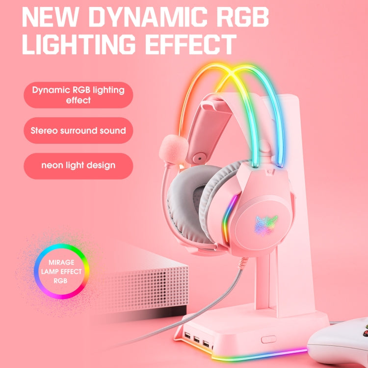 X26 USB+3.5mm RGB Wired Gaming Headset(Pink)