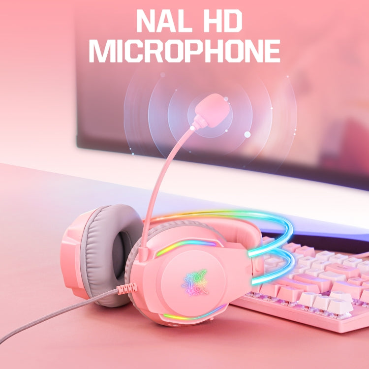 X26 USB+3.5mm RGB Wired Gaming Headset(Pink)
