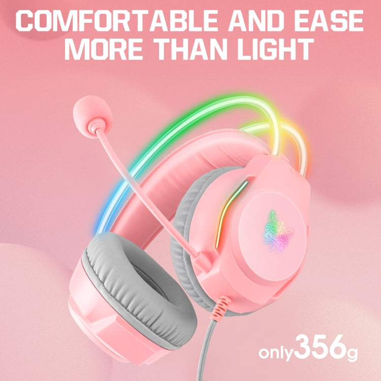 X26 USB+3.5mm RGB Wired Gaming Headset(Pink)