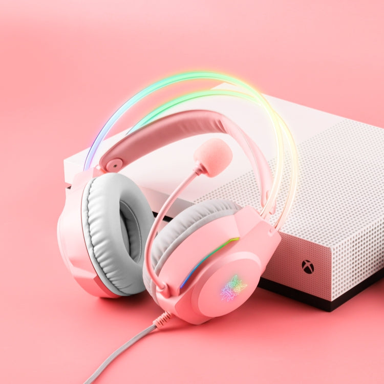 X26 USB+3.5mm RGB Wired Gaming Headset(Pink)