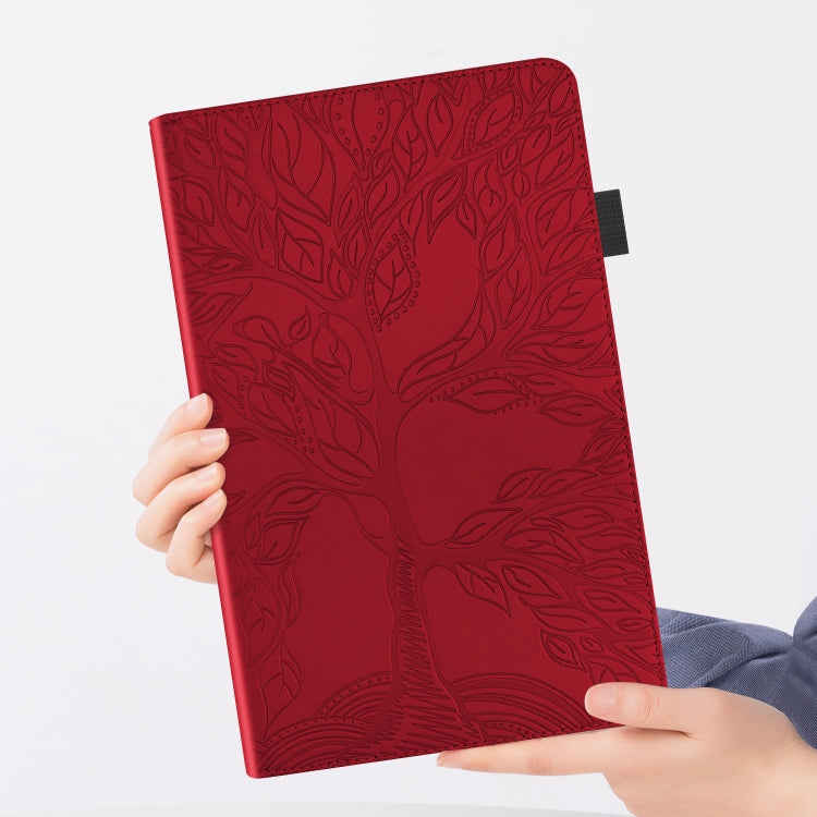 For Huawei Matepad SE 10.4 2022 Life Tree Embossed Flip Leather Tablet Case(Red)