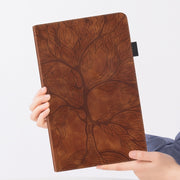 For Huawei Matepad SE 10.4 2022 Life Tree Embossed Flip Leather Tablet Case(Brown)