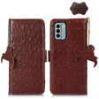 For Nokia G22 4G Ostrich Pattern Genuine Leather RFID Phone Case(Coffee) - Nokia Cases by PMC TechLife | Online Shopping South Africa | PMC TechLife | Buy Now Pay Later Mobicred