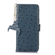 For Nokia G22 4G Ostrich Pattern Genuine Leather RFID Phone Case(Blue)