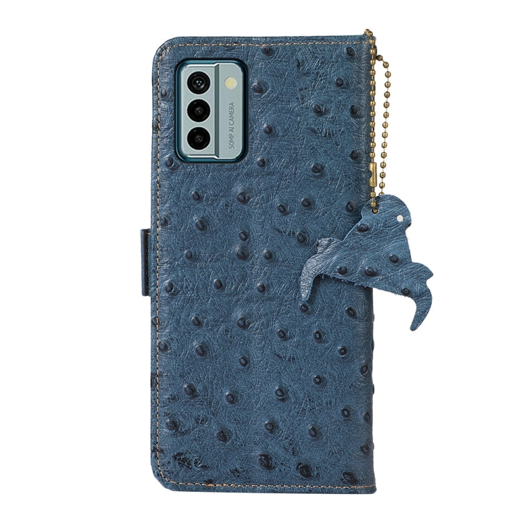 For Nokia G22 4G Ostrich Pattern Genuine Leather RFID Phone Case(Blue)
