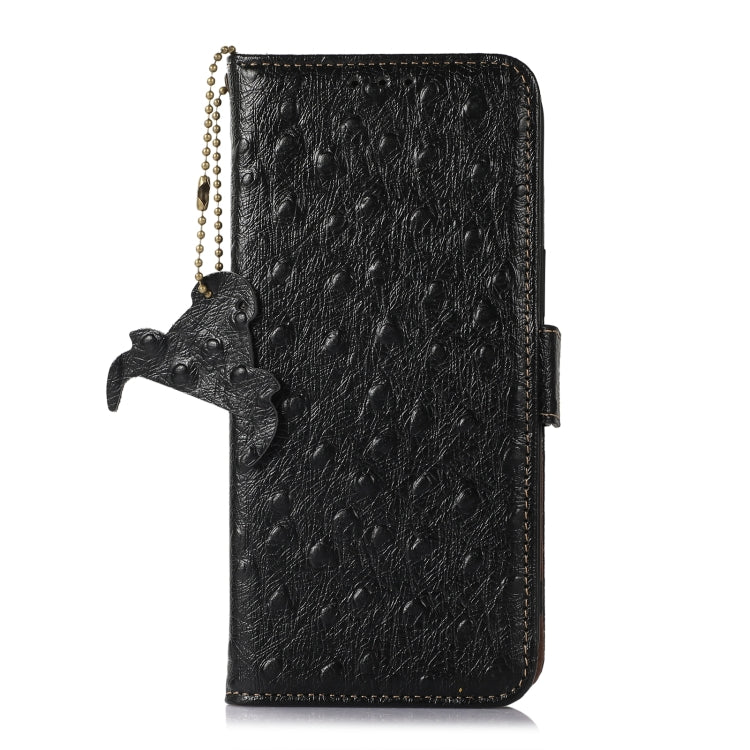 For Nokia G22 4G Ostrich Pattern Genuine Leather RFID Phone Case(Black)