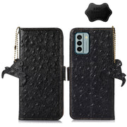 For Nokia G22 4G Ostrich Pattern Genuine Leather RFID Phone Case(Black)