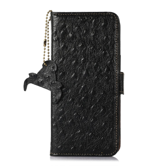 For Nokia G22 4G Ostrich Pattern Genuine Leather RFID Phone Case(Black)