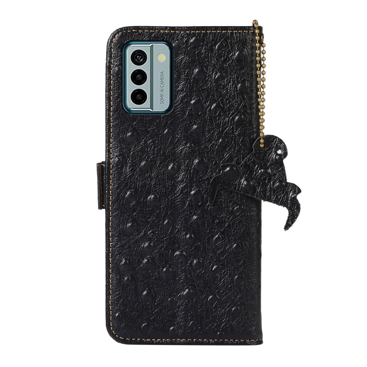 For Nokia G22 4G Ostrich Pattern Genuine Leather RFID Phone Case(Black)
