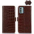 For Nokia G22 4G Crocodile Top Layer Cowhide Leather Phone Case(Brown) - Nokia Cases by PMC TechLife | Online Shopping South Africa | PMC TechLife | Buy Now Pay Later Mobicred