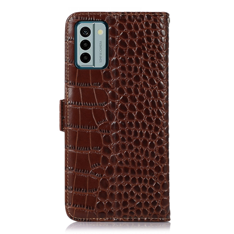 For Nokia G22 4G Crocodile Top Layer Cowhide Leather Phone Case(Brown)