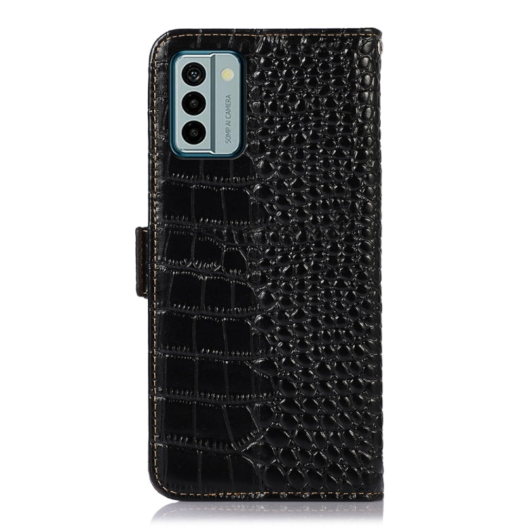 For Nokia G22 4G Crocodile Top Layer Cowhide Leather Phone Case(Black)