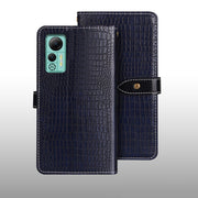 For Ulefone Note 14 idewei Crocodile Texture Leather Phone Case(Dark Blue)