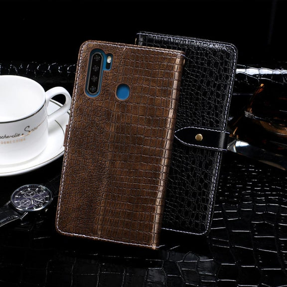 For Blackview A80 Pro idewei Crocodile Texture Horizontal Flip Leather Case with Holder & Card Slots & Wallet(Black)