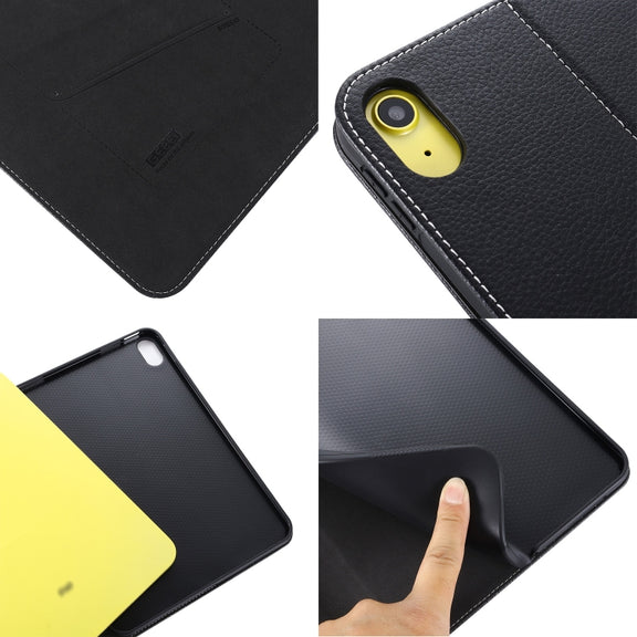 For iPad 2025 / 2022 GEBEI Silk Texture Flip Tablet Leather Case(Black)