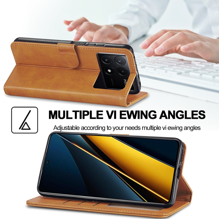 For Xiaomi Poco X6 Pro LC.IMEEKE Calf Texture Leather Phone Case(Brown)