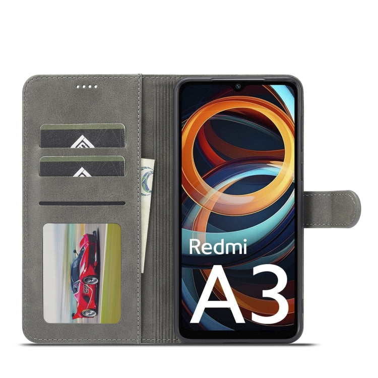 For Xiaomi Redmi A3 LC.IMEEKE Calf Texture Leather Phone Case(Grey)