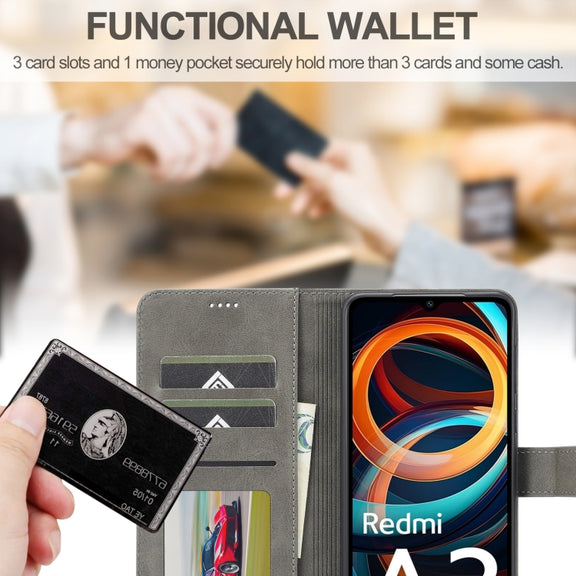 For Xiaomi Redmi A3 LC.IMEEKE Calf Texture Leather Phone Case(Grey)