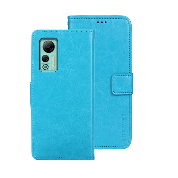 For Ulefone Note 14 idewei Crazy Horse Texture Leather Phone Case with Holder(Sky Blue)