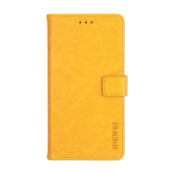 For Ulefone Note 14 idewei Crazy Horse Texture Leather Phone Case with Holder(Yellow)
