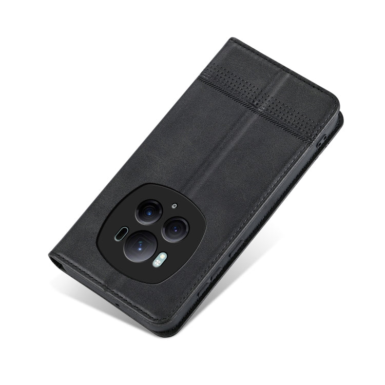 For Honor Magic6 Pro AZNS Magnetic Calf Texture Flip Leather Phone Case(Black)