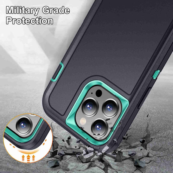 For iPhone 14 Pro Max Life Water-resistant Rugged Phone Case(Dark Blue + Light Blue)