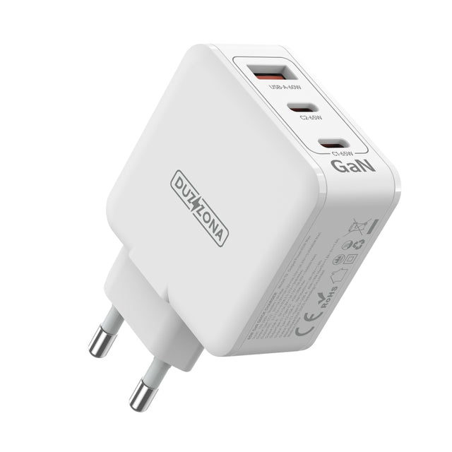DUZZONA T9 65W Dual USB-C / Type-C+USB GaN Fast Charger, Specification:EU Plug
