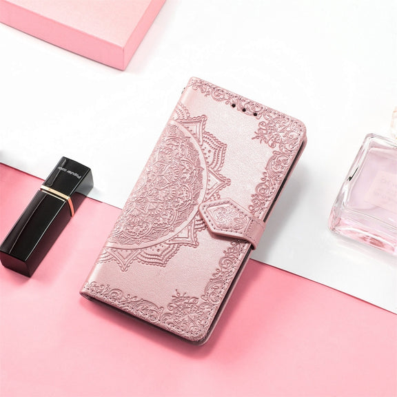 For Sony Xperia 1 IV Mandala Flower Embossed Leather Phone Case(Rose Gold)