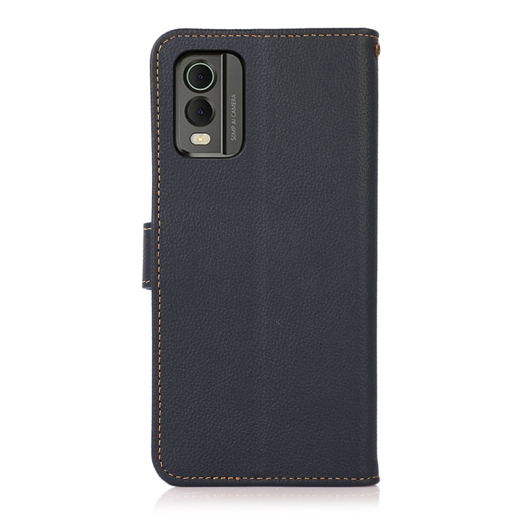 For Nokia C32 KHAZNEH Custer Genuine Leather RFID Phone Case(Blue)