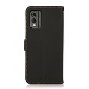 For Nokia C32 KHAZNEH Custer Genuine Leather RFID Phone Case(Black)