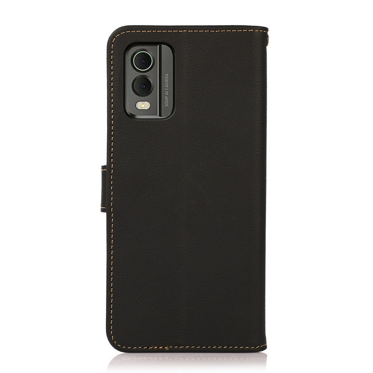 For Nokia C32 KHAZNEH Custer Genuine Leather RFID Phone Case(Black)