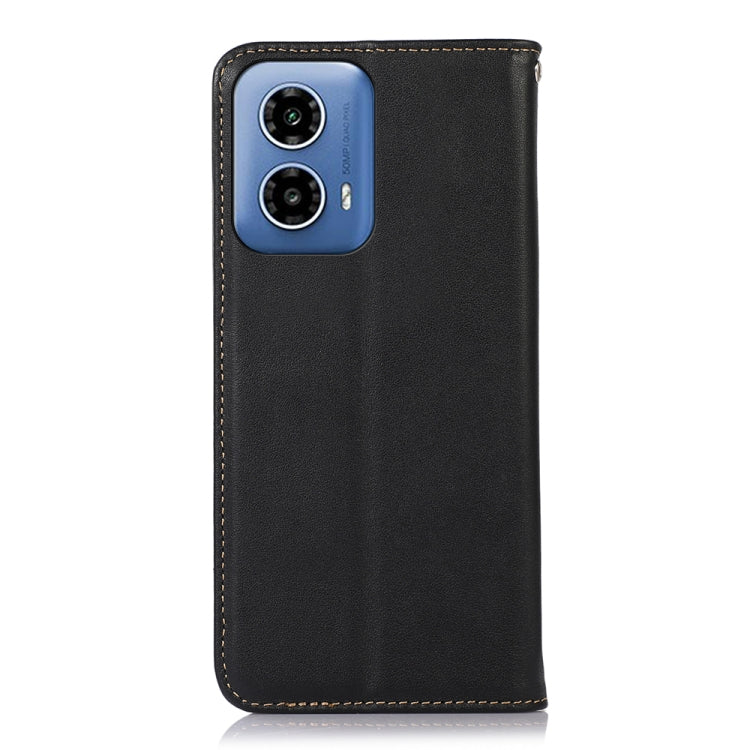 For Motorola Moto G34 KHAZNEH Nappa Top Layer Cowhide Leather Phone Case(Black)