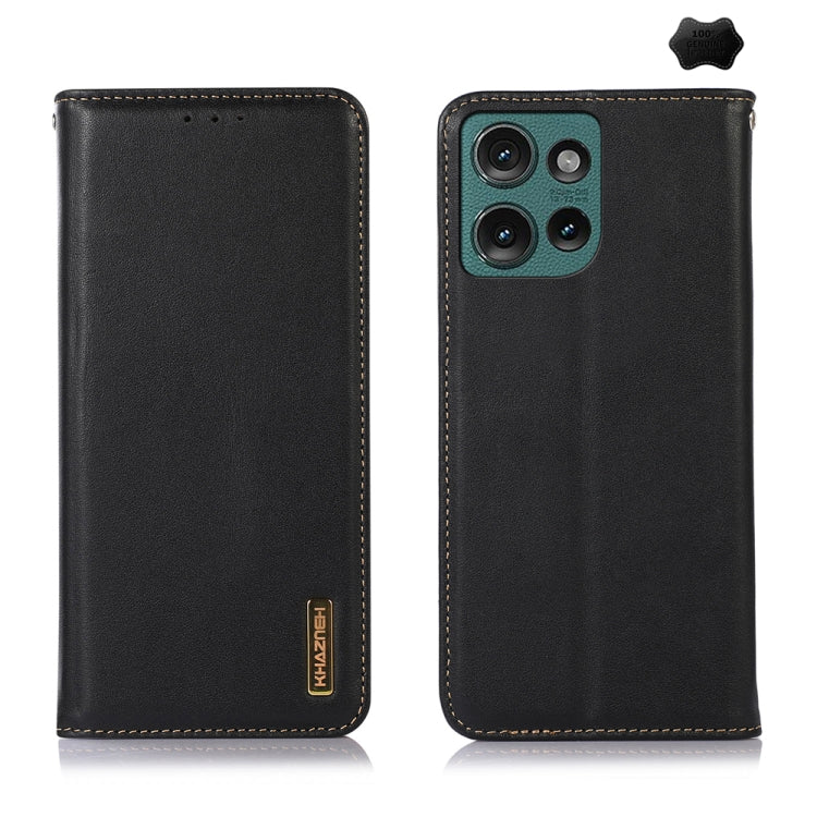 For Motorola Edge 50 Global KHAZNEH Nappa Top Layer Cowhide Leather Phone Case(Black)