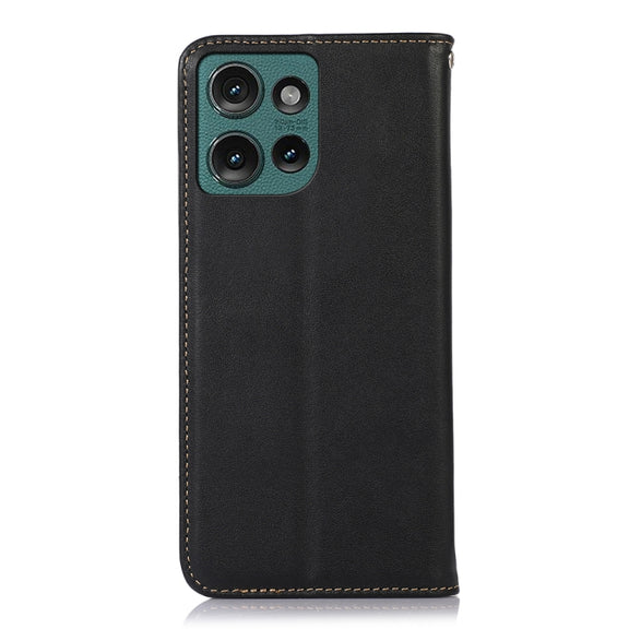 For Motorola Edge 50 Neo KHAZNEH Nappa Top Layer Cowhide Leather Phone Case(Black)