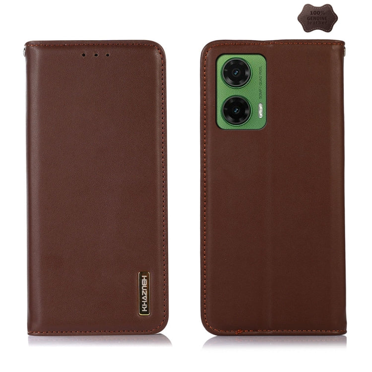 For Motorola Moto G35 KHAZNEH Nappa Top Layer Cowhide Leather Phone Case(Brown)