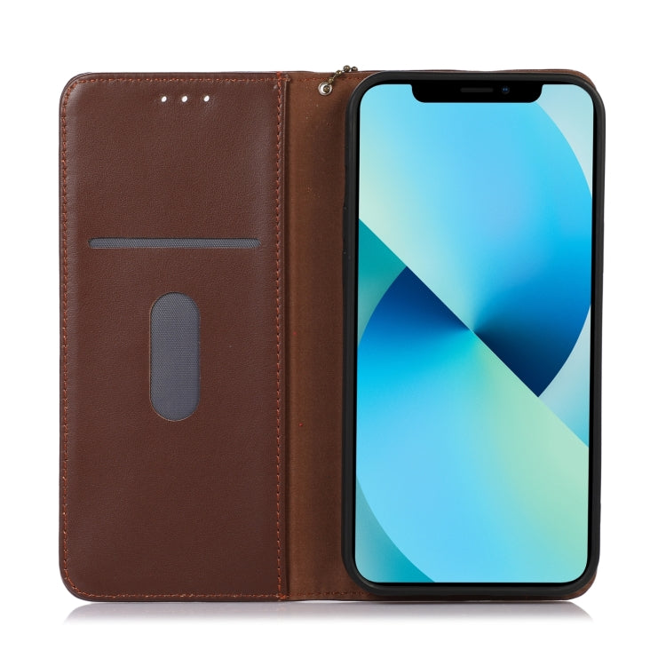 For Motorola Moto G35 KHAZNEH Nappa Top Layer Cowhide Leather Phone Case(Brown)