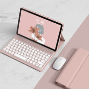 For Lenovo Tab M10 Plus 10.6 3rd Gen 2022 YM-LX106 Round Key Detachable Bluetooth Tablet Keyboard Leather Case with Mouse(Pink)