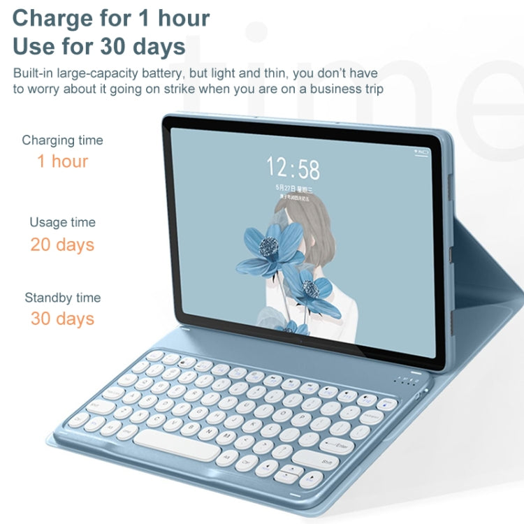For Lenovo Tab M10 Plus 10.6 3rd Gen 2022 YM-LX106 Round Key Detachable Bluetooth Tablet Keyboard Leather Case with Mouse(Pink)