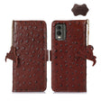 For Nokia C32 4G Ostrich Pattern Genuine Leather RFID Phone Case(Coffee) - Nokia Cases by PMC TechLife | Online Shopping South Africa | PMC TechLife | Buy Now Pay Later Mobicred