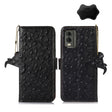 For Nokia C32 4G Ostrich Pattern Genuine Leather RFID Phone Case(Black) - Nokia Cases by PMC TechLife | Online Shopping South Africa | PMC TechLife | Buy Now Pay Later Mobicred