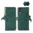 For Nokia C32 4G Ostrich Pattern Genuine Leather RFID Phone Case(Green) - Nokia Cases by PMC TechLife | Online Shopping South Africa | PMC TechLife | Buy Now Pay Later Mobicred
