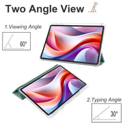 For Lenovo Tab M11 / Xiaoxin Pad 11 2024 3-fold Clear TPU Leather Tablet Case with Pen Slot(Deep Green)