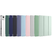 For Lenovo Tab M11 / Xiaoxin Pad 11 2024 3-fold Clear TPU Leather Tablet Case with Pen Slot(Deep Green)