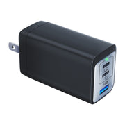 65W Dual PD USB-C / Type-C + USB 3-Port Gan Fast Charging Charger, Plug:US Plug(Black)